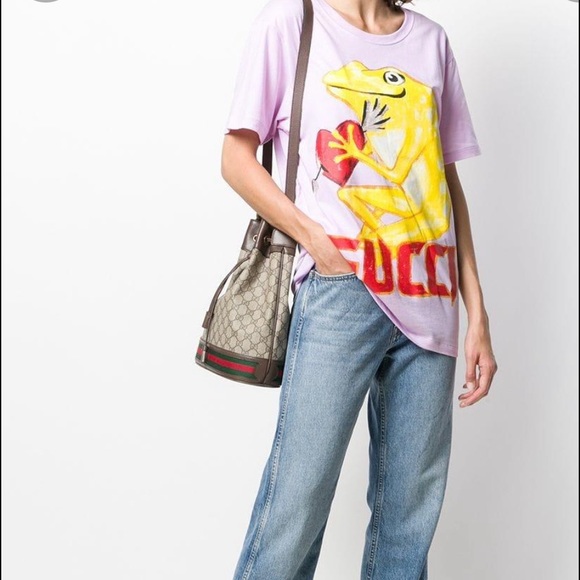 Gucci Tops - NWT Gucci Pink Yellow Frog Heart Graphic Tee T Shirt XS authentic